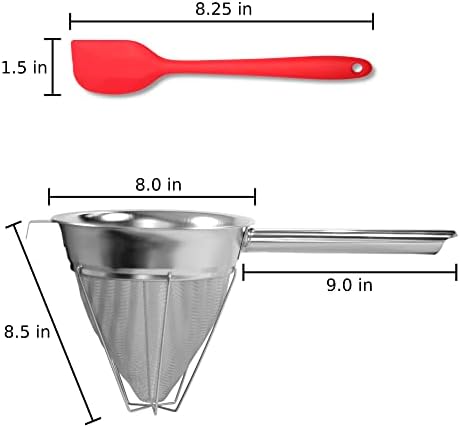 ZYLCO Professional Stainless Steel Bouillon Strainer with Silicone spatula