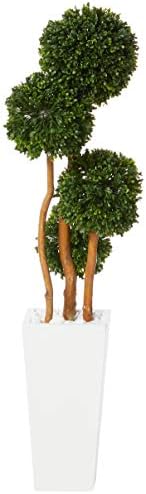 4FT Boxwood Artificial Topiary Tree Planter UV Resistant