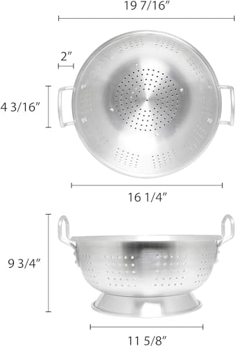 TrueCraftware 16 Quart Heavy Duty Aluminum Colander with Handles