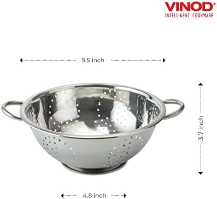 Vinod Stainless Steel Colander Gourmet-Grade Dishwasher-Friendly 95-inch Diameter