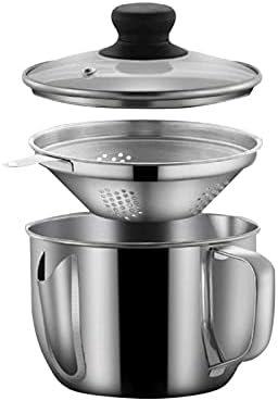 Stainless Steel Fat Separator 1000ml with Glass Lid