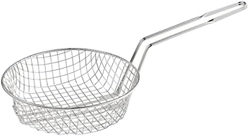 TrueCrawarf 12 Round Coarse Mesh Culinary Basket Nickel-Plated 9-18 Handle Length
