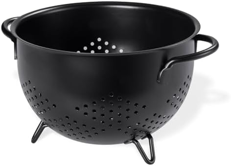 BeFare Metal Colander 5 Quart Perfect Fit Double Handles Light Black