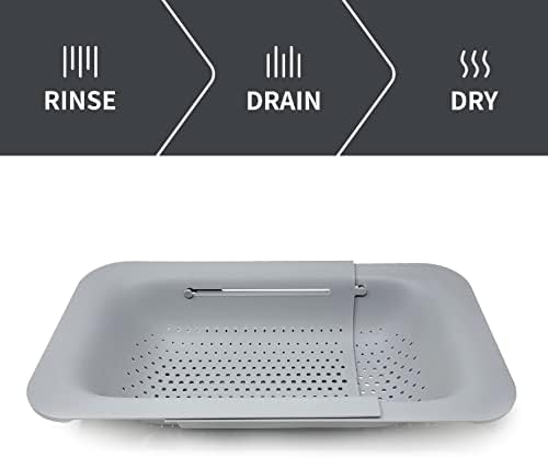 Makerstep Expandable Over the Sink Colander - Perfect Fit for Kitchen Essentials