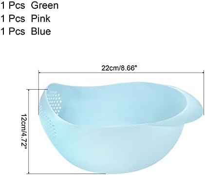 3pcs Rice Sieve Plastic Colander Kitchen Drain Basket with Handles