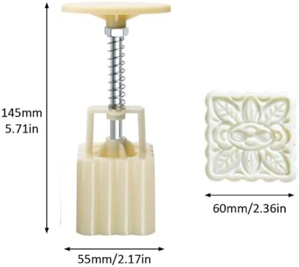 Ztexkee Round Mooncake Mould 125g with 4 Stamps
