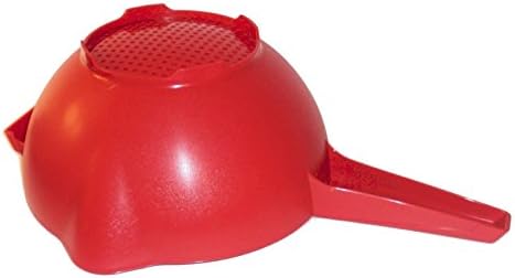 Tupperware 2 Qt Red Colander Strainer with Handle Spouts