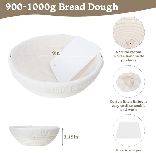 Nisorpa Banneton 4-Piece Sourdough Proofing Basket Set