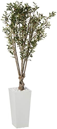 Nearly Natural 6ft Olive Artificial Tree in White Tower Planter
