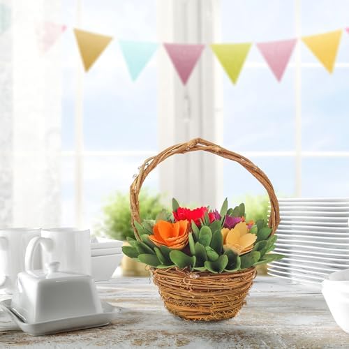 Vibrant Multi-Color Artificial Floral Basket