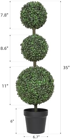 2-Piece 3FT Boxwood Topiary Set for Front Porch Art