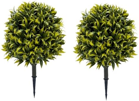 2-Piece Ball Tree Set for Porch Fake Bush Tree