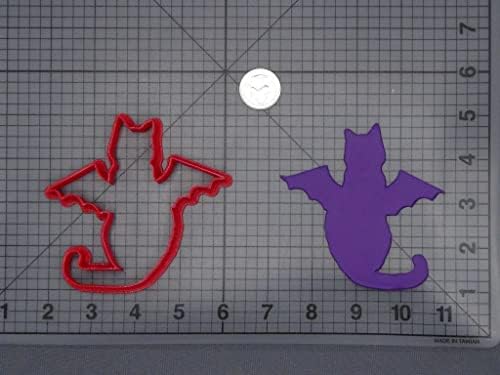 Halloween Cat with Bat Wings 266-H495 - 3D Cookie Cutter Silhouette