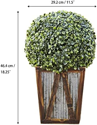 Teamson Home Solar-Powered LED Boxwood Topiary