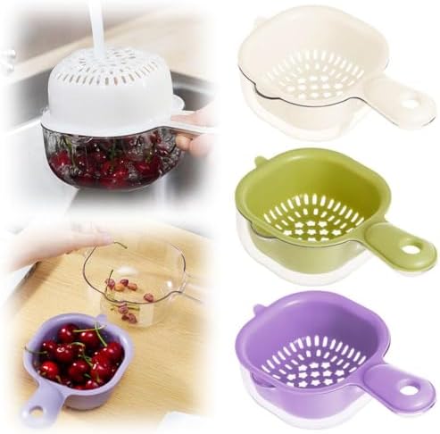 Fruit Strainer Dual-Layer Colander with Handle Kitchen Gadget for
