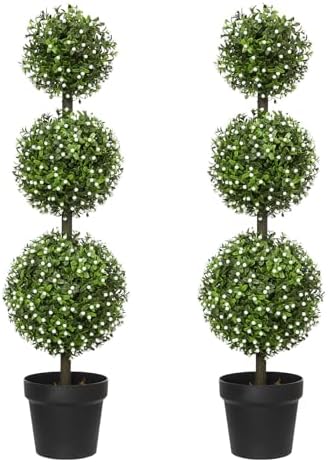 Elevate your outdoor space with Hobyhoons stylish artificial boxwood topiaries