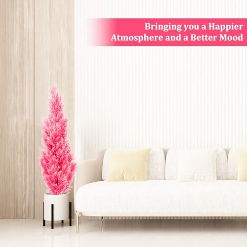 COMUSTER 2 Pack 4-Foot Pink Artificial Cedar Trees