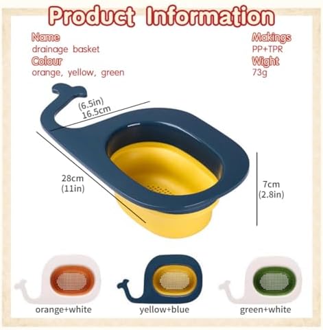 FOLDABLE silicone WHALE-SHAPE Drain Basket