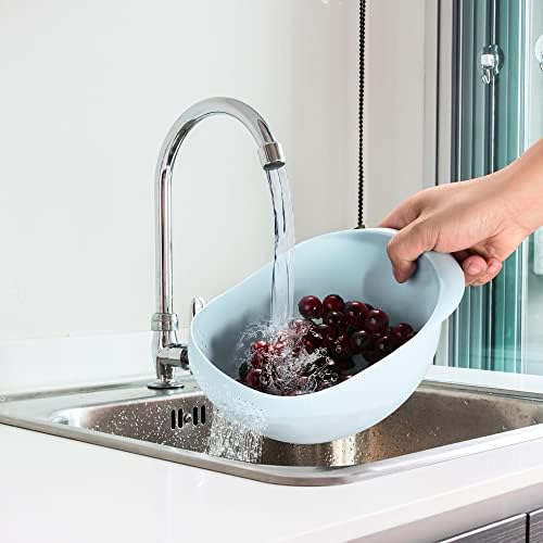 3pcs Rice Sieve Plastic Colander Kitchen Drain Basket with Handles