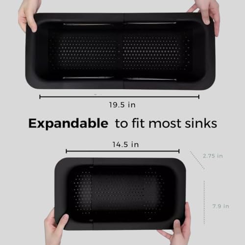 Dreamroo Collapsible Multi-Purpose Colander Over the Sink 145-195 Inch Black