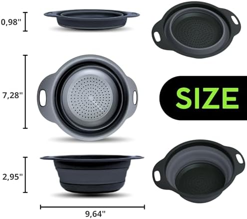 YARRD Space-Saving Silicone Colander with Handle for Kitchen Camping