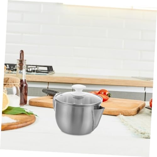 Stainless Steel Oil Strainer Pot with Glass Lid for Grease Removal