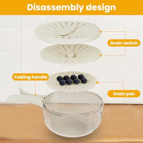 Efficient 2-in-1 Produce Washer with Foldable Handle