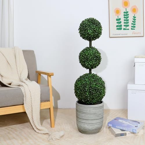 2-Piece 3FT Boxwood Topiary Set for Front Porch Art