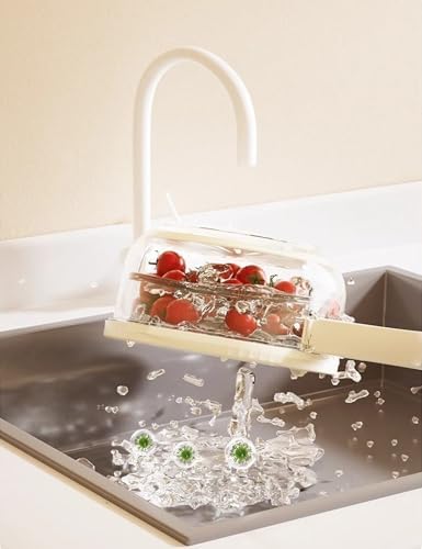 HJRYJSMultifunctional Fruit Washing Bowl with Handle and Lid White
