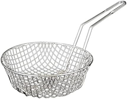 TrueCrawarf 12 Round Coarse Mesh Culinary Basket Nickel-Plated 9-18 Handle Length
