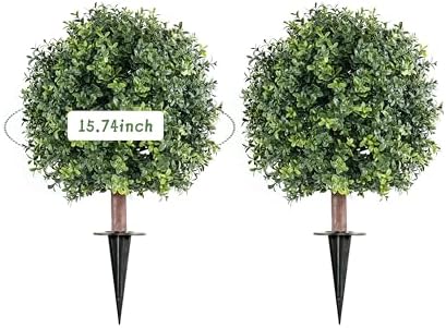 H18 - 12 Boxwood Cone Artificial Topiary with Spike 2 Pack