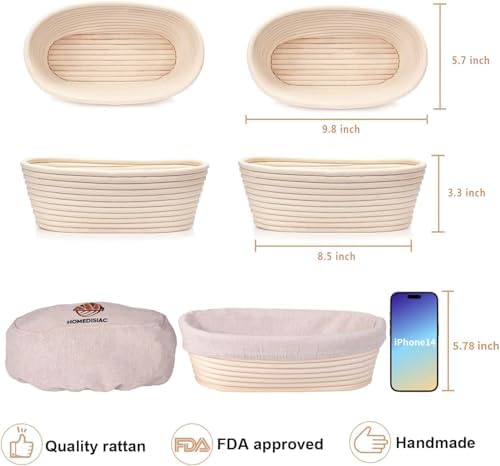 HOMEDISIAC Banneton Proofing Basket Set of 2