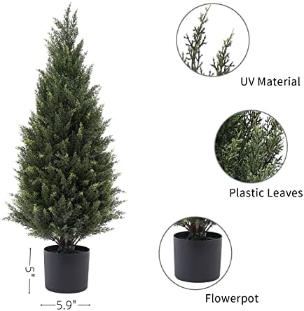 Artificial Cedar Real-Leaf Potted Plant Set