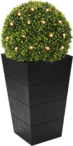 29 Boxwood Topiary Ball with Lights for Front Porch