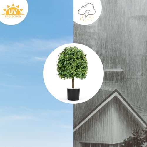 24-inch Real Touch Leaves - Set of 2 Artificial Topiary Trees