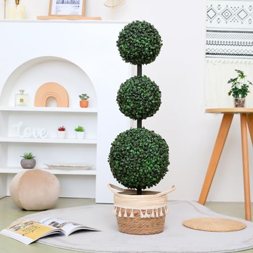 2-Piece 3FT Boxwood Topiary Set for Front Porch Art
