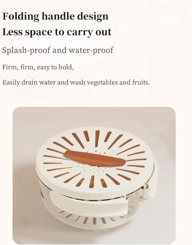 HJRYJSMultifunctional Fruit Washing Bowl with Handle and Lid White