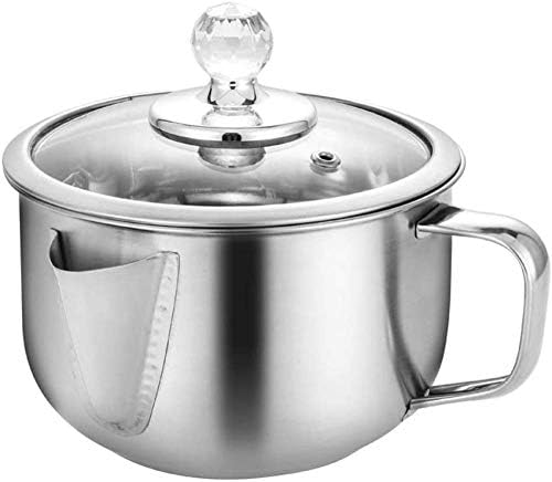 1200ml Stainless Steel Oil Fat Separator with Glass Cover Soup Grease Strainer