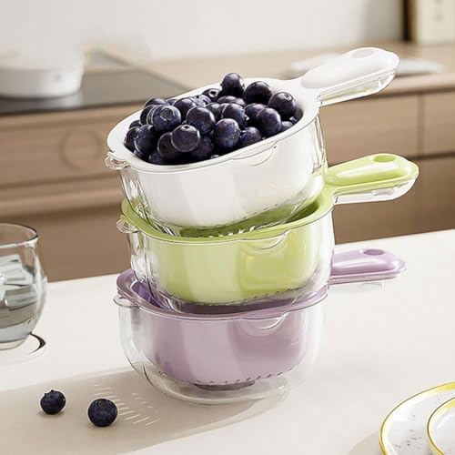 Fruit Strainer Dual-Layer Colander with Handle Kitchen Gadget for