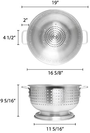Thunder Group Aluminum Colander with Handle 16 Quart
