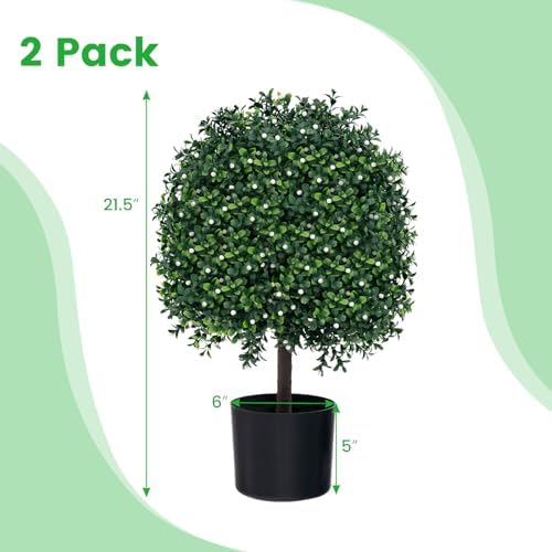 Goplus Vivid Boxwood Topiary Ball Set of 2 with Realistic Fruits