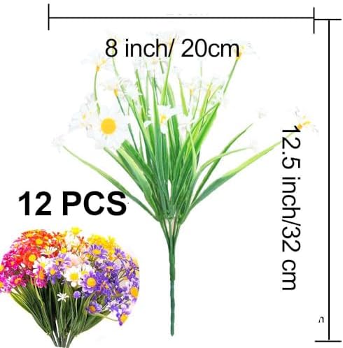 12 PC FAUX PLASTIC Daisy Flowers Outdoor Decor