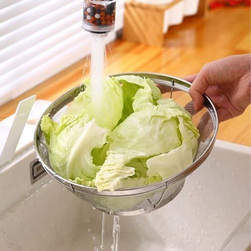 Stainless Steel Rice Sieve Bowl Fine Mesh Strainer Silver Colander