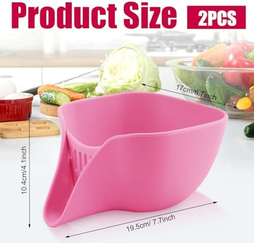 2pcs Multifunctional Silicone Drainer Basket with Spout Pink Kitchen Accessory