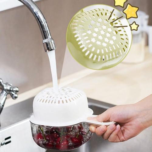 Fruit Strainer Dual-Layer Colander with Handle Kitchen Gadget for