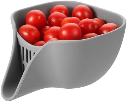 Thickened Silicone Drainer Basket 8x5x6inch with Spout for Kitchen Use