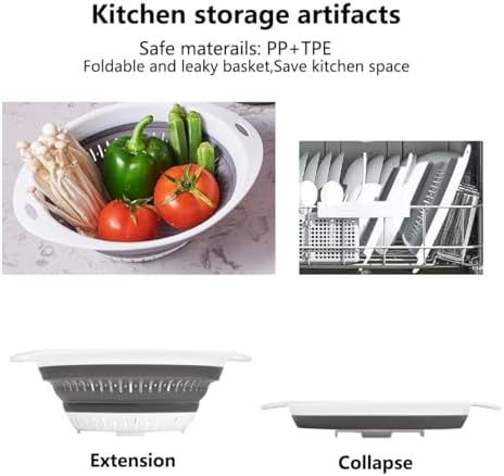 Collapsible Silicone Colander and StrainerEasy to Use Kitchen Essential