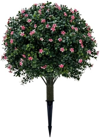 Lush artificial boxwood tree with realistic foliage