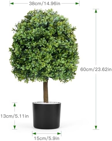 24-inch Real Touch Leaves - Set of 2 Artificial Topiary Trees