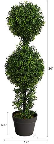 Elegantly Scattered 34in Boxwood Double Ball Topiary